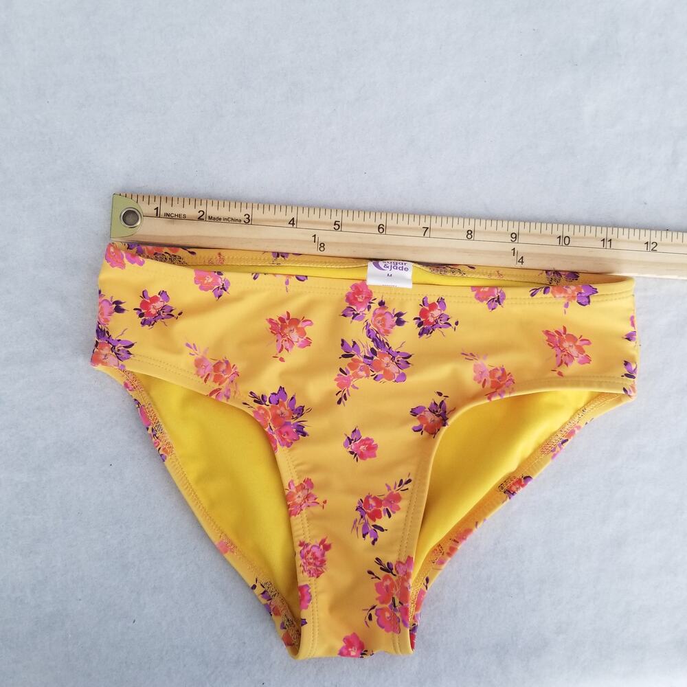 Sugar & Jade Girl's Standard Teen 2Pc Swimsuit Yellow Pink Floral, Sz M (10) - Picture 7 of 9